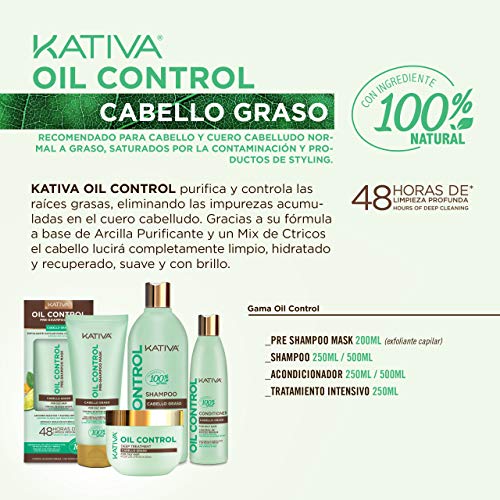 KATIVA Oil Control Shampoo, Multicolor, Naranja, 250 Mililitros