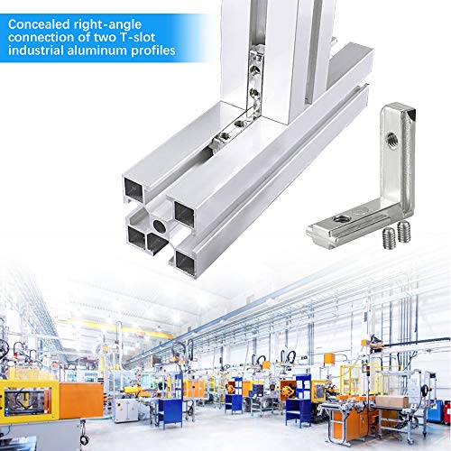 KBNIAN 20 PCS Conector de Esquina Ranura en T EU-2020 Perfil de Aluminio en L Soporte de Esquina 90 Grados de Aleación de Zinc Soporte de ángulo de Esquina de Cnector para Perfil de Aluminio - Plata