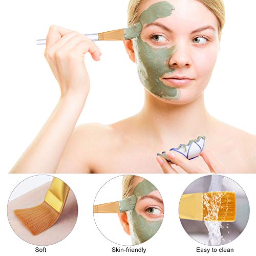 KBNIAN Cepillos de Mascarilla, Kit de 1 Diadema para Maquillaje Blanca + 3 Brocha Mascarilla Facial con Mango de Plástico Transparente, Banda para Maquillaje, Herramientas para Lavado y Mascarilla DIY