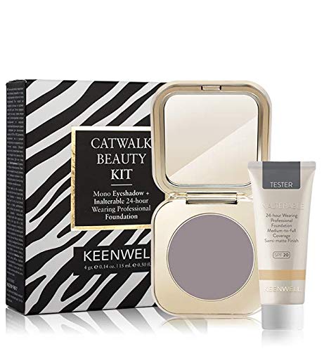 Keenwell, Kit Sombra de Ojos Color Topo oscuro Medio Brillo+