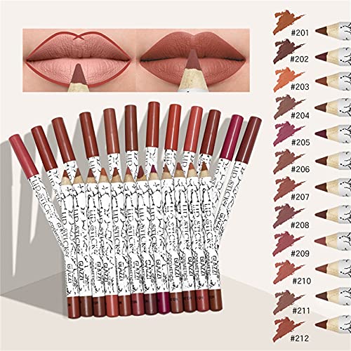 Keepwin® 12 Colores Perfilador de Labios de Profesional Maquillaje Delineador de Labios Impermeable Lip Liner Lápiz de Labios Larga Duración Lápiz Labial Colour Comfort Lipliner Pencil Set