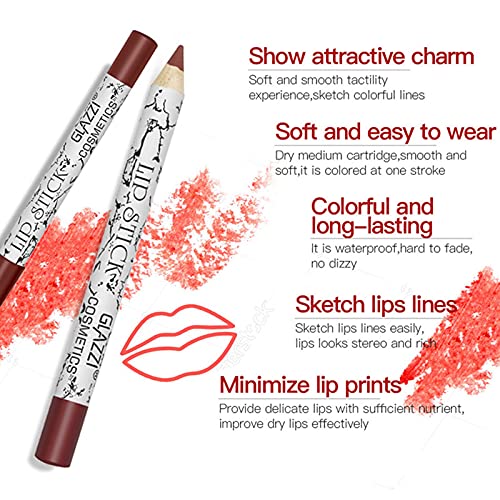 Keepwin® 12 Colores Perfilador de Labios de Profesional Maquillaje Delineador de Labios Impermeable Lip Liner Lápiz de Labios Larga Duración Lápiz Labial Colour Comfort Lipliner Pencil Set