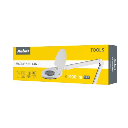 Kemot NAR0299 Lámpara de taller con lupa, 5 dioptrías, 12,7 cm, 22 W, T4, cristal, color blanco