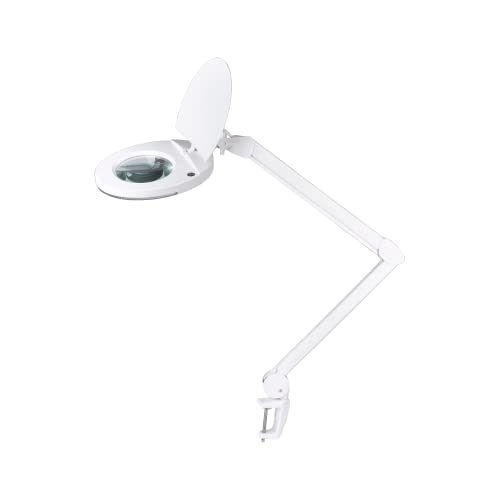 Kemot NAR0299 Lámpara de taller con lupa, 5 dioptrías, 12,7 cm, 22 W, T4, cristal, color blanco