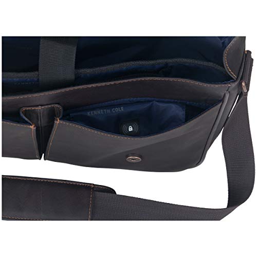 Kenneth Cole Reaction Come Bag Soon - Colombian Leather Laptop & iPad Messenger, Brown