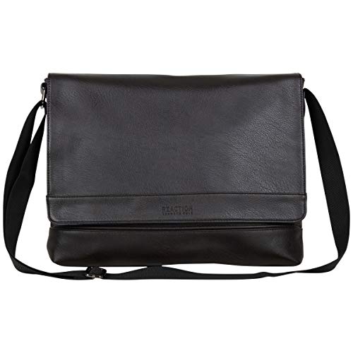 Kenneth Cole Reaction Grand Central Vegan Leather Laptop & Tablet Crossbody Travel Messenger Bag, Bolso Bandolera de Piel portátil y Tablet Unisex Adulto, marrón, Talla única