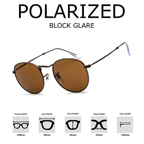 Kennifer Redondas Gafas de sol, Polarizadas Steampunk para Hombres y Mujeres UV400, Retro John Lennon Círculo Metálico Eyewear