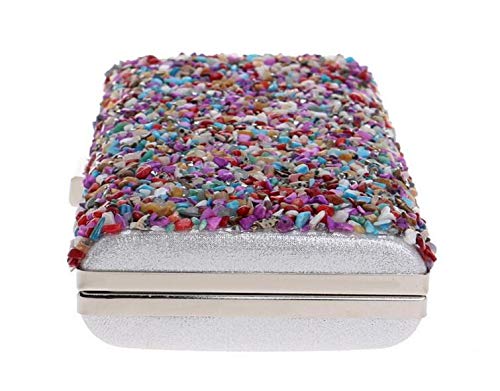 Kentop Bolsas de Embrague para Mujer con Piedra Incrustada Coloreado Bolso de Noche para Boda Partido Fiesta