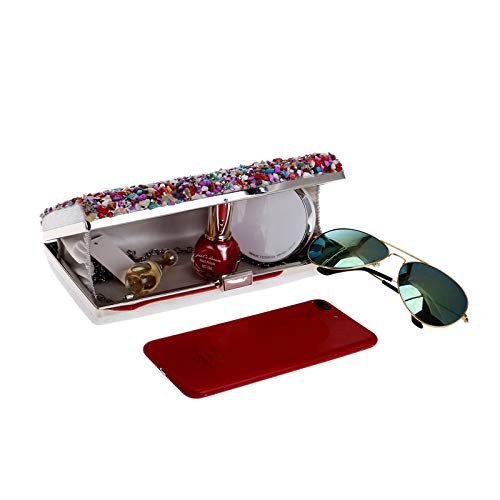 Kentop Bolsas de Embrague para Mujer con Piedra Incrustada Coloreado Bolso de Noche para Boda Partido Fiesta