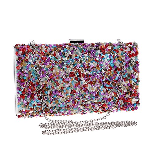 Kentop Bolsas de Embrague para Mujer con Piedra Incrustada Coloreado Bolso de Noche para Boda Partido Fiesta