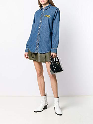 Kenzo Paris Camisa de mujer Jumping Tiger Denim Shirt FR, azul, 36