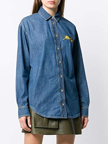 Kenzo Paris Camisa de mujer Jumping Tiger Denim Shirt FR, azul, 36