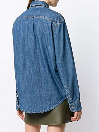Kenzo Paris Camisa de mujer Jumping Tiger Denim Shirt FR, azul, 36