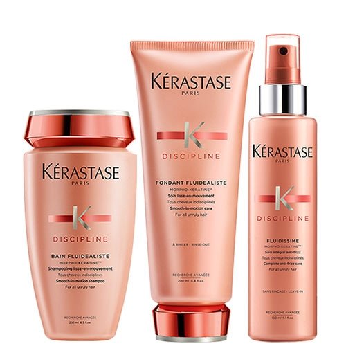 Kerastase Discipline Bain Fluidealiste 250 ml, Fondant Fluidealiste 200 ml & Fluidissime Leave-In Care paquete de 150 ml - Champú sulfato