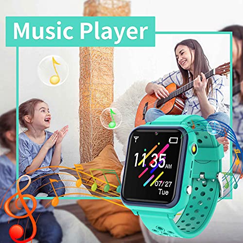 Kesasohe Smartwatch Niños Teléfono, Impermeable Reloj Inteligente para niños con Voz Chat SOS Cámara de Fotos Vídeos Música Despertador Calculadora, 11 Juegos Smart Watch 3-14 Años Estudiantes Regalo