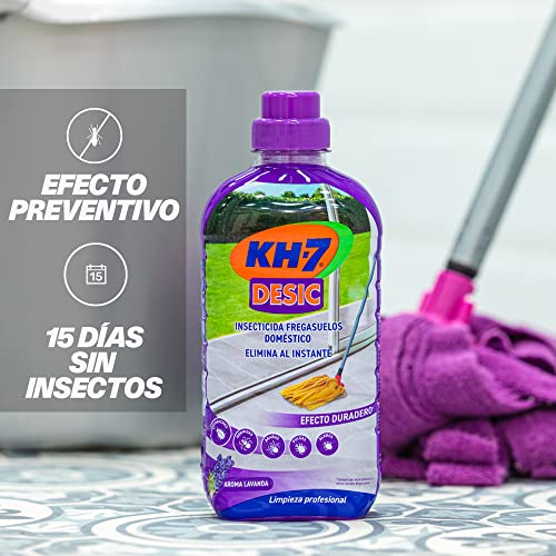 KH-7 Desic Insecticida Fregasuelos, Elimina y Protege tu hogar contra todo tipo de insectos rastreros, Con Aroma Lavanda - Paquete de 2 x 750ml (Total: 1.5 L)