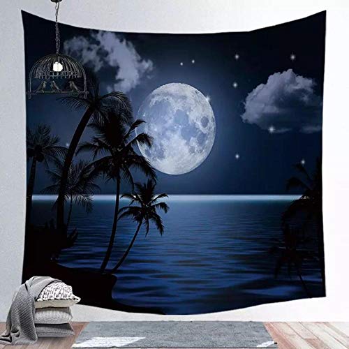 KHKJ Patrón de Luna Bohemia Piel de melocotón Super Suave Tela Colgante Ins Tapiz Manta de Playa decoración del hogar Pared de Fondo A14 230 * 180 cm
