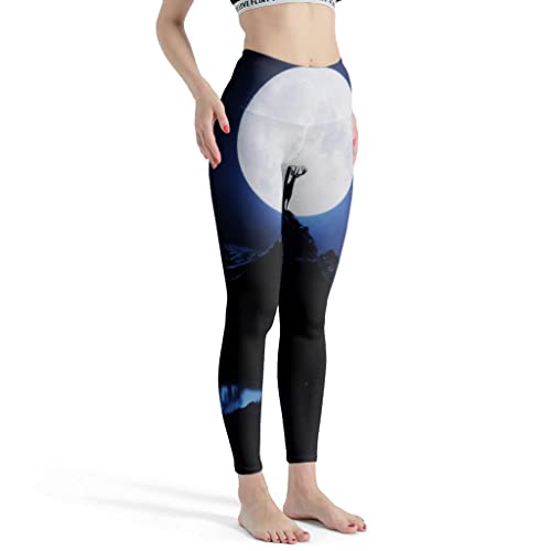 kikomia Pantalones de yoga con diseño de alce, ciervo, luna, para mujer, suaves, activos, pantalones de yoga, blancos, XXL