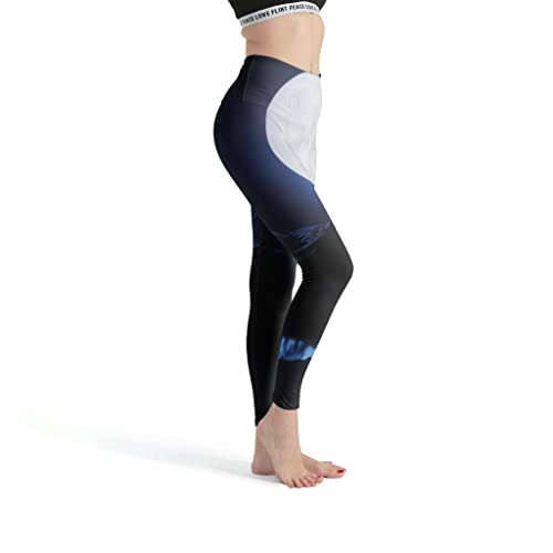 kikomia Pantalones de yoga con diseño de alce, ciervo, luna, para mujer, suaves, activos, pantalones de yoga, blancos, XXL