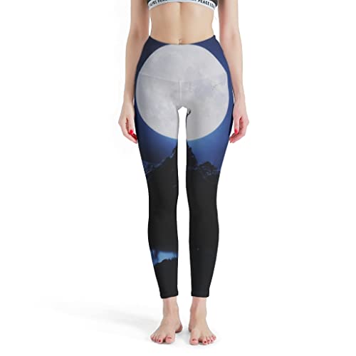 kikomia Pantalones de yoga con diseño de alce, ciervo, luna, para mujer, suaves, activos, pantalones de yoga, blancos, XXL