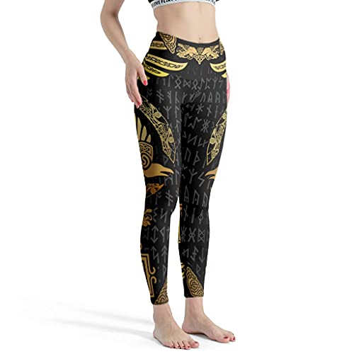 kikomia Pantalones de yoga vikingos Odin con cuervos nudos Fathurk Yoga Leggings para mujer Premium Ultra Soft Pantalones de entrenamiento white2 S