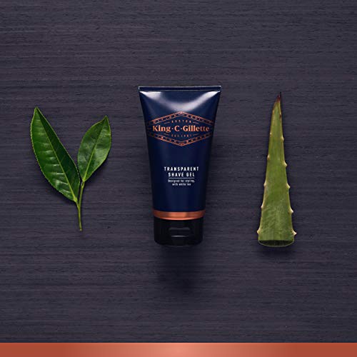 King C. Gillette Gel Limpiador para Barba y Rostro, 350 ml + Bálsamo para Barba, 100 ml + Gel de Afeitar Transparente, 150 ml, Regalos Originales para Hombre