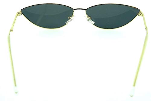 KIRALOVE Gafas de sol con ojos de gato para mujer - gafas para gato - mariposa - niña - delgadas - alargadas - vintage - retro - trampa - moda - marco dorado - lente negra cat eyes trap