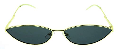 KIRALOVE Gafas de sol con ojos de gato para mujer - gafas para gato - mariposa - niña - delgadas - alargadas - vintage - retro - trampa - moda - marco dorado - lente negra cat eyes trap