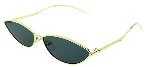 KIRALOVE Gafas de sol con ojos de gato para mujer - gafas para gato - mariposa - niña - delgadas - alargadas - vintage - retro - trampa - moda - marco dorado - lente negra cat eyes trap