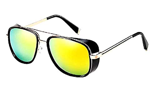 KIRALOVE Gafas de sol Tony stark - iron man - sexy - mujer - hombre - unisex - montura dorada con lente roja - gafas de sol boy iron man tony stark