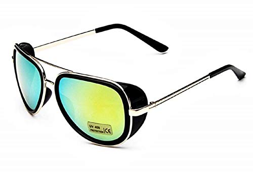 KIRALOVE Gafas de sol Tony stark - iron man - sexy - mujer - hombre - unisex - montura dorada con lente verde - gafas de sol boy iron man tony stark