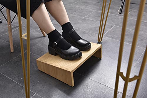 KIRIGEN Reposapiés ajustable bajo el escritorio Reposapiés ergonómico de madera natural para silla de escritorio en casa y en la oficina Taburete de cuidado de pies de madera para apoyar la postura