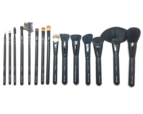 Kit 15 pinceles y brochas para maquillaje profesional naturales y sintéticas M·O·I Professional Collection