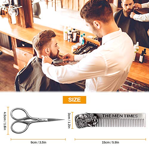Kit Barba Cuidado Para Hombres, Achort Set Herramientas de Aseo y Cepillo, Peine, Tijeras, Mejores Regalos para Lui