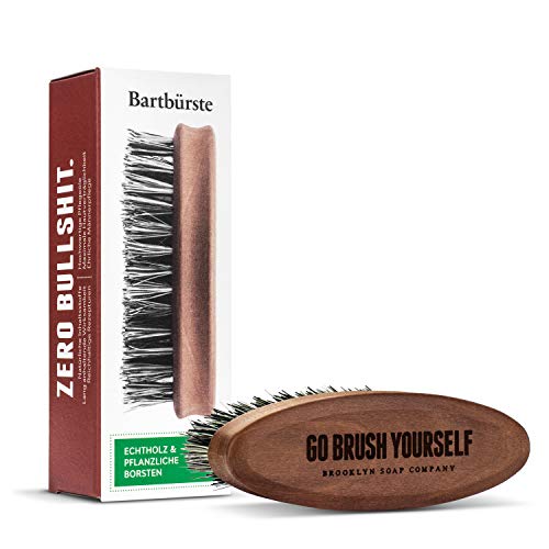 kit cuidado de barba: Beard Brush cepillo para la barba cosméticos naturales de la BROOKLYN SOAP COMPANY ®cerdas veganas - idea de regalo para hombres - styling de la barba cerrada y del bigote