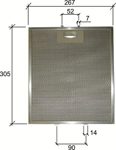 Kit de 3 unidades. Filtros de aluminio para campanas extractoras de 267 x 305 x 9, compatibles con el modelo "Elica"