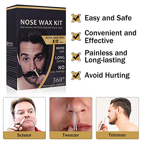 Kit De Cera Para La Nariz Para Hombres,Cera Para El Pelo De La Nariz,Juego De Regalo Para Hombres Con Cera Para La Nariz,Kit De Cera Para La Nariz Para Hombres (100g/ 12 Veces De Uso)