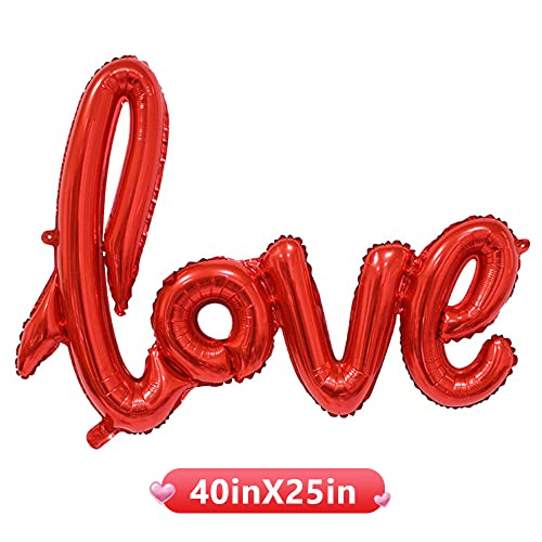 Kit de Decoración de San Valentín,Globos de San Valentín Petalos de Rosa Artificiales Velas Romanticas Globos Corazon LOVE Globos por Sorpresa Romantica Día de San Valentín Aniversario Propuesta