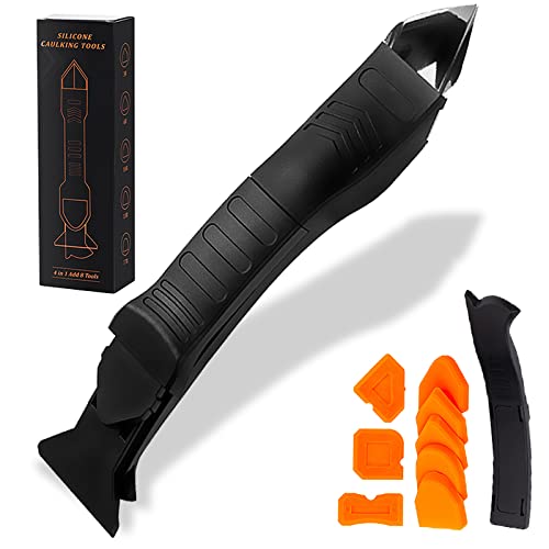 Kit De Rascador Silicona De Calafateo 4 En 1, Herramienta Silicona Aplicador, 9 Piezas Raspador De Eliminador De Herramienta Del Silicón Aplicador, Para Baño, Cocina Removedor De Sellador