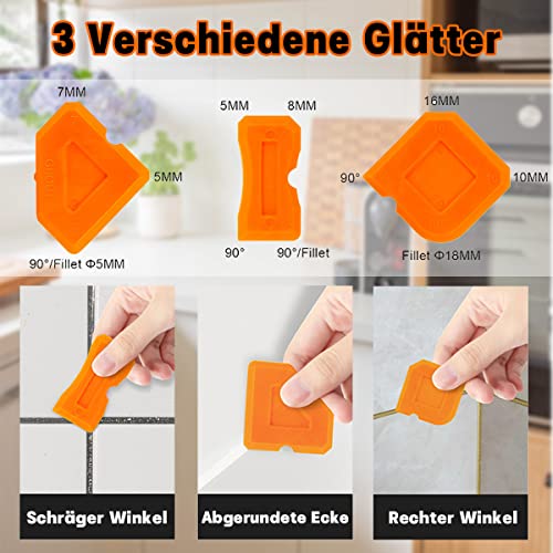 Kit De Rascador Silicona De Calafateo 4 En 1, Herramienta Silicona Aplicador, 9 Piezas Raspador De Eliminador De Herramienta Del Silicón Aplicador, Para Baño, Cocina Removedor De Sellador