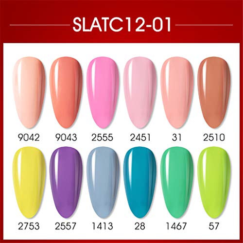 Kit uñas Semipermanentes, ROSALIND Kit uñas de Gel con Lámpara UV LED para Uñas 36W, 12 Colores Esmaltes kit manicura semipermanente con Gel UV LED, Base Top Mate Coat Para el día de San Valentín