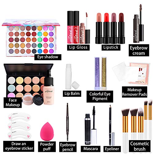 Kits de Maquillaje, Set de Cosméticos Todo en Uno, Set de Regalo de Maquillaje Kit de Inicio Completo con Sombras de Ojos, lápiz Labial, Kit de Cosméticos para Niñas Mujeres#1