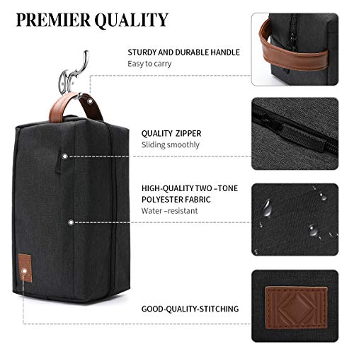 KK Bolsa de viaje resistente al agua para colgar artículos de aseo – Espacioso gimnasio, afeitado, bolsa de maquillaje para hombres y mujeres, Black (Negro) - 125