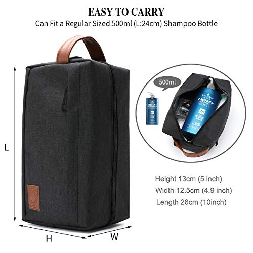 KK Bolsa de viaje resistente al agua para colgar artículos de aseo – Espacioso gimnasio, afeitado, bolsa de maquillaje para hombres y mujeres, Black (Negro) - 125