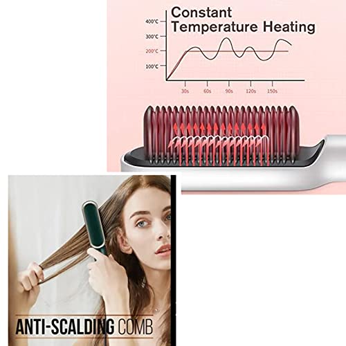 kkkl 2021 New Magic Comb Anion Hair Straightener Hair Culer, Anti-Scald Hair Straightener and Curler 2-in-1, 25s Fast Heating Ceramic Electric Hair Straightening Brush, Anti-Scald Technology (Black)