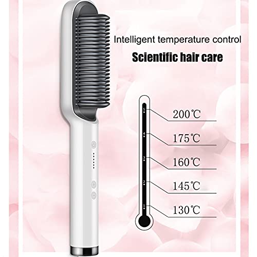 kkkl 2021 New Magic Comb Anion Hair Straightener Hair Culer, Anti-Scald Hair Straightener and Curler 2-in-1, 25s Fast Heating Ceramic Electric Hair Straightening Brush, Anti-Scald Technology (Black)