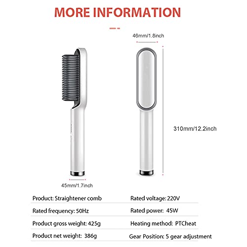 kkkl 2021 New Magic Comb Anion Hair Straightener Hair Culer, Anti-Scald Hair Straightener and Curler 2-in-1, 25s Fast Heating Ceramic Electric Hair Straightening Brush, Anti-Scald Technology (Black)