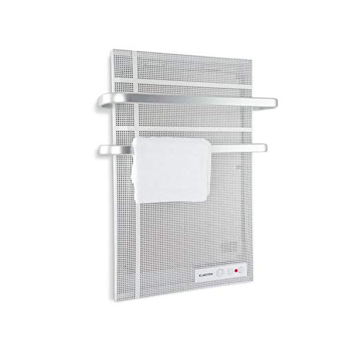 Klarstein Hot Spot Wave - Calefactor bajo consumo panel, Panel radiante, Radiador pared, 51 x 80 cm, 20 m², 1000 W, Termostato, IP24, Portatoallas, Protección antisalpicadura, Plateado