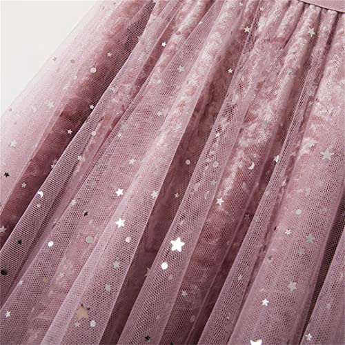 KMMBBTY Faldas de Tul con Lentejuelas de Estrella para Mujer, Faldas Plisadas de Longitud Media Irregulares de Cintura Alta Pink Velvet One Size