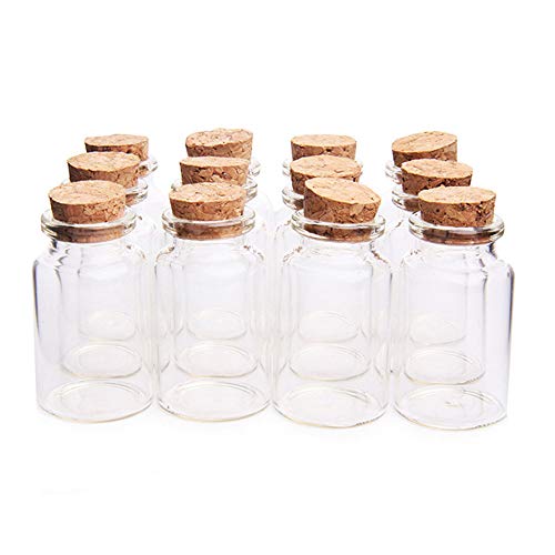 knowing 10pcs 30 mm x 60 mm Vacías Muestras Botella de Cristal, 25ml Mini Tarros de Cristal Botellas Frascos con Tapones de Corcho, para Bodas, Joyería, Regalos para Invitados (Transparente)